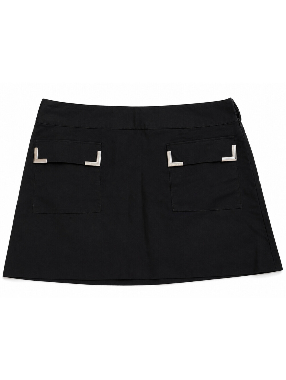Michael Kors Black Utility Mini Skirt Size 14 Gold Corner Pocket Accents Zip